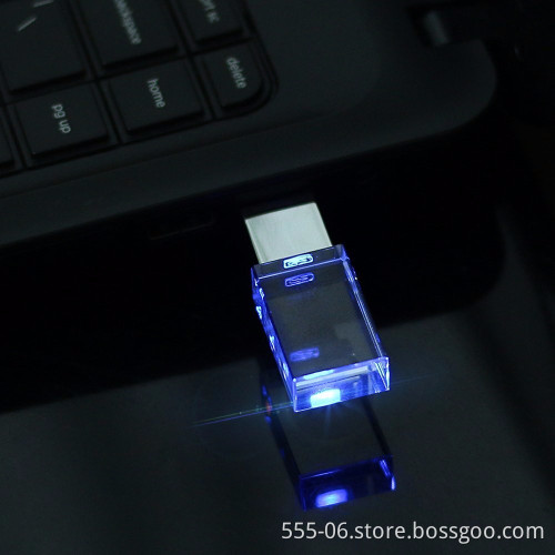 classic engraved crystal usb drive with led light